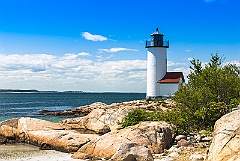 Annisquam Harbor Lighthouse Along Rocky Shoreline